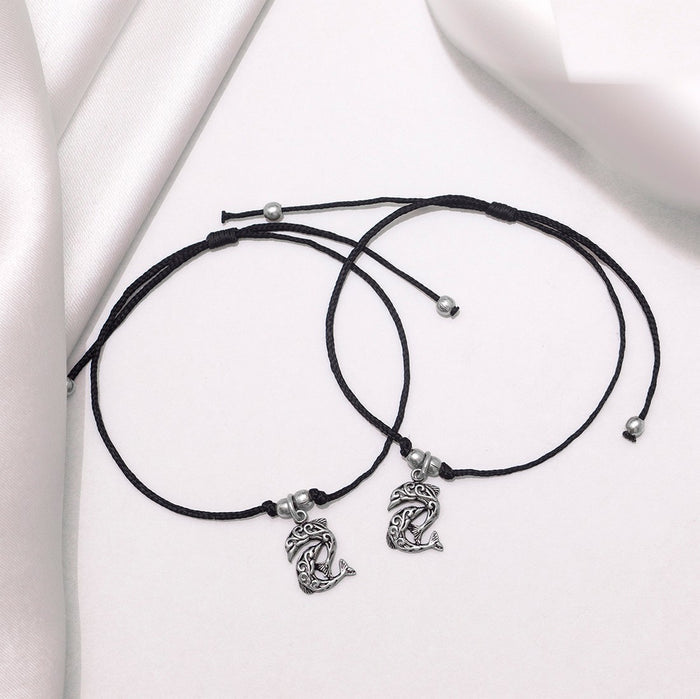 Dolphin Rhodium Plated 925 Sterling Silver Thread Anklet
