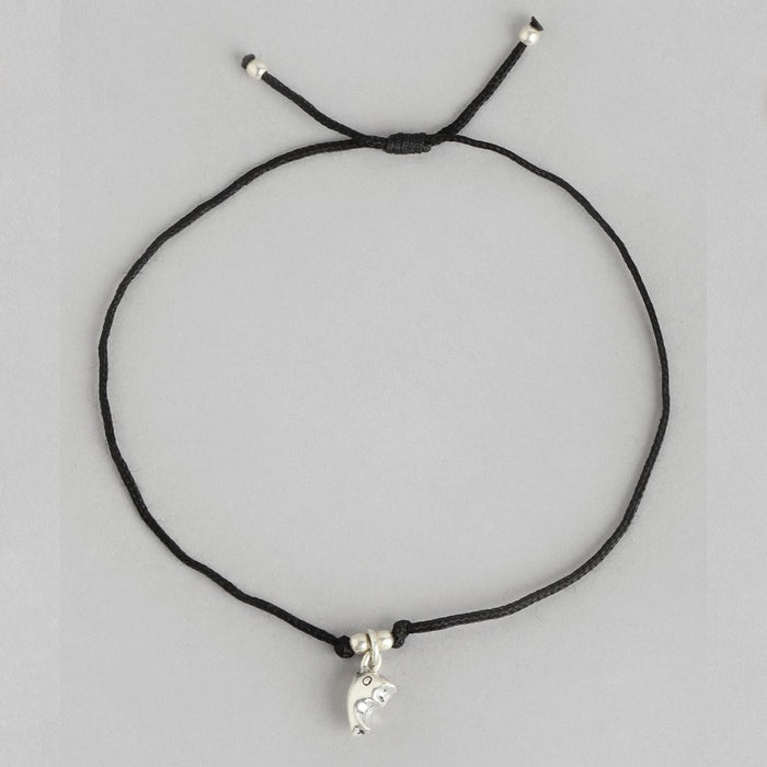 Dolphin Rhodium Plated 925 Sterling Silver Thread Anklet