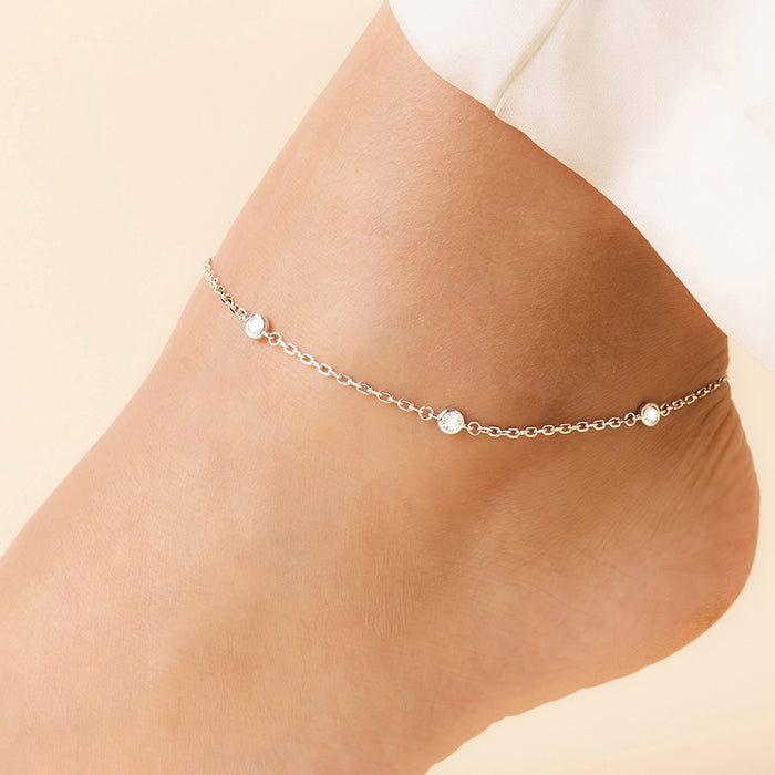 Dots of Light Silver Rhodium Plated Anklet