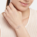 Double Circle CZ Rhodium Plated 925 Sterling Silver Bracelet