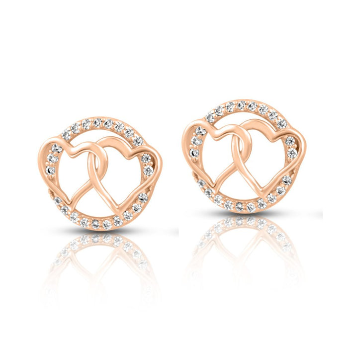 Double Heart Rose Gold Plated 925 Sterling Silver Earrings