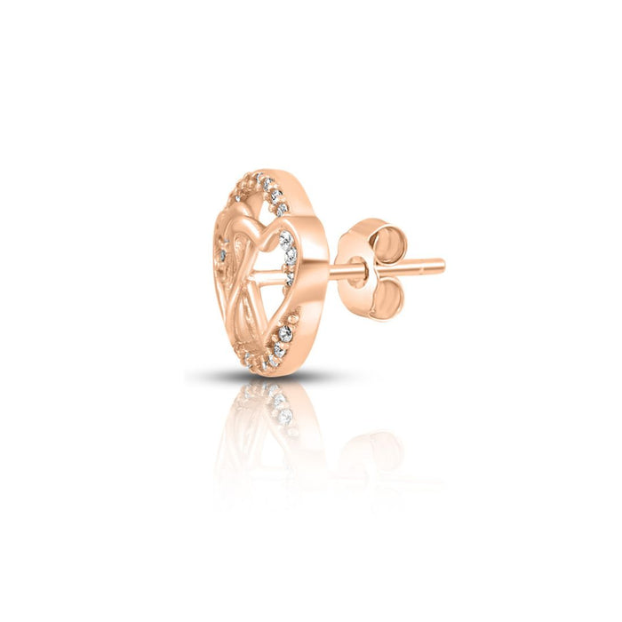 Double Heart Rose Gold Plated 925 Sterling Silver Earrings