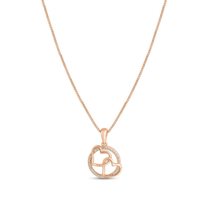 Double Heart Rose Gold Plated 925 Sterling Silver Pendant