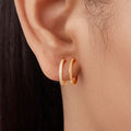 Double Hoop Gold Plated 925 Sterling Silver Earrings