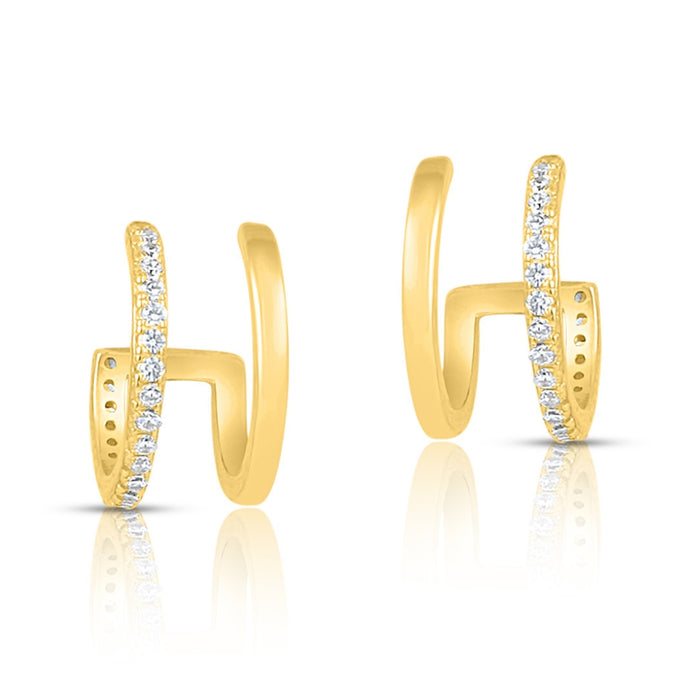 Double Hoop Gold Plated 925 Sterling Silver Earrings