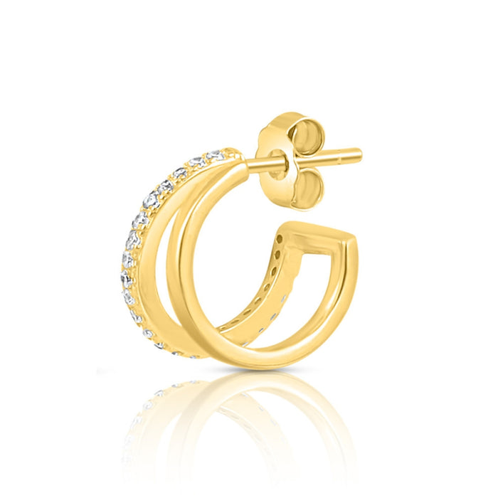 Double Hoop Gold Plated 925 Sterling Silver Earrings