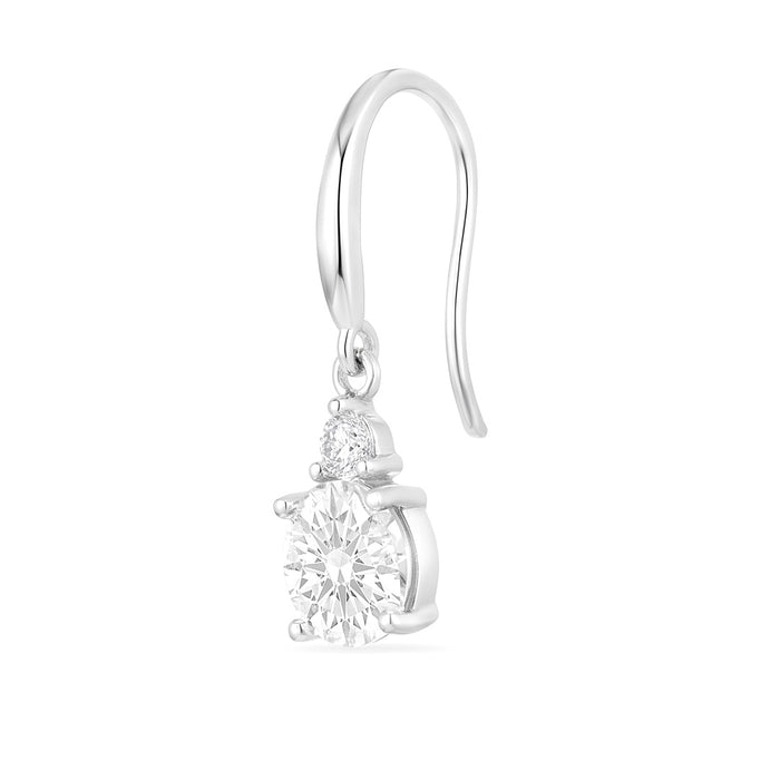 Double Solitaire Drop Rhodium Plated 925 Sterling Silver Earrings