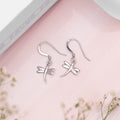 Dragonfly Dangling Rhodium Plated 925 Sterling Silver Earrings