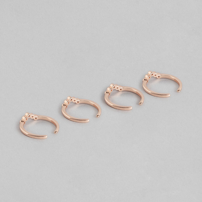 Dreamy Wishbone Rose Gold 925 Silver Toe Ring Combo