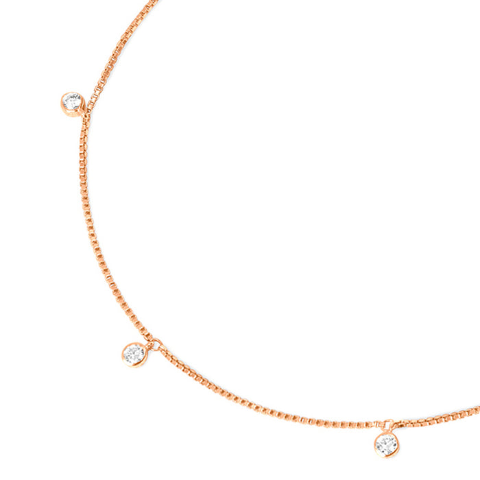 Drop CZ Rose Gold Plated 925 Sterling Silver Anklet