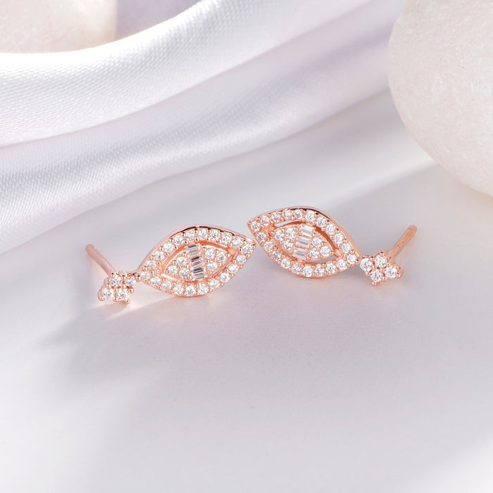 Drop CZ Rose Gold Plated 925 Sterling Silver Earrings