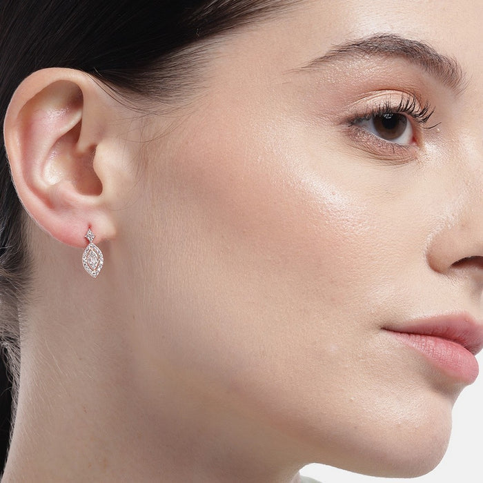 Drop CZ Rose Gold Plated 925 Sterling Silver Earrings