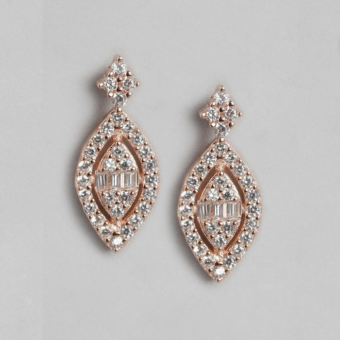 Drop CZ Rose Gold Plated 925 Sterling Silver Earrings