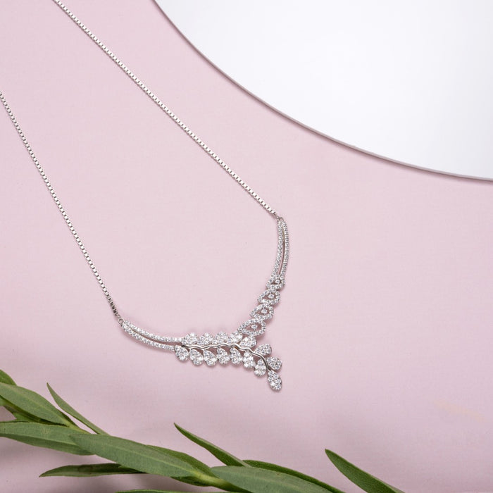 Drop In you Rhodium Plated 925 Sterling Silver Necklace