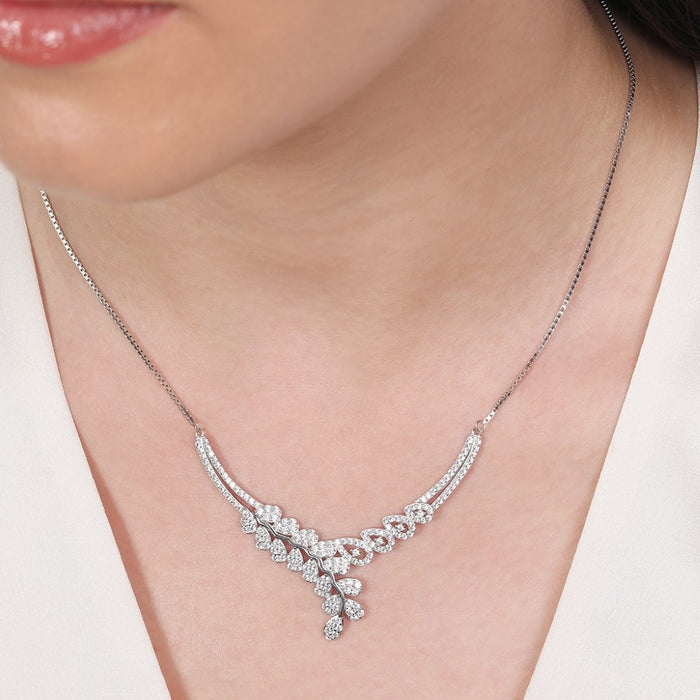 Drop In you Rhodium Plated 925 Sterling Silver Necklace
