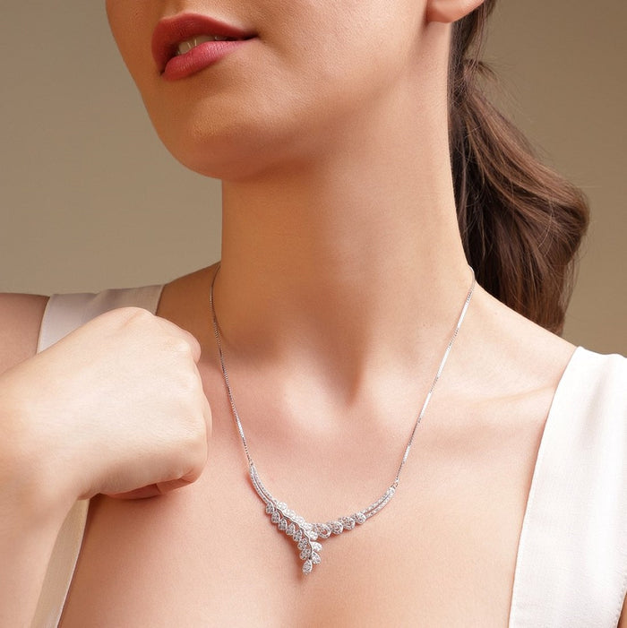 Drop In you Rhodium Plated 925 Sterling Silver Necklace