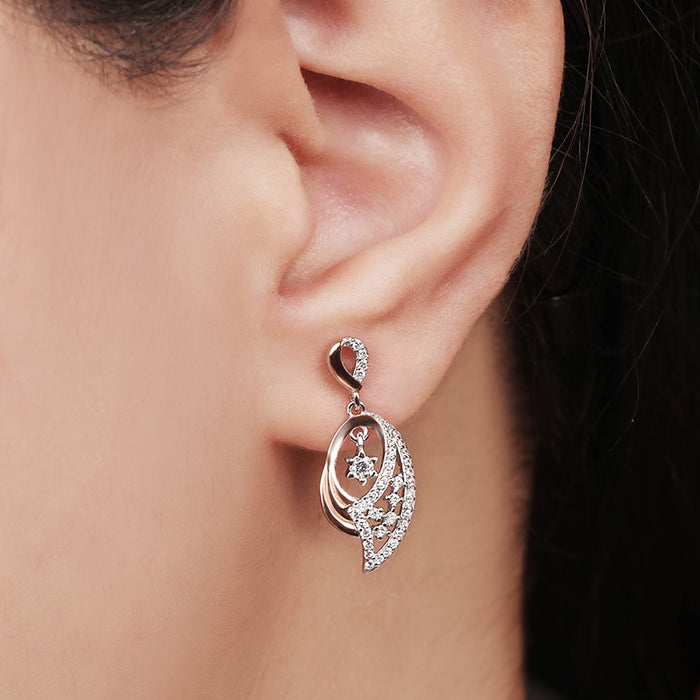 Dual Bloom Radiance Dual Plated Flower 925 Silver Drop Earrings
