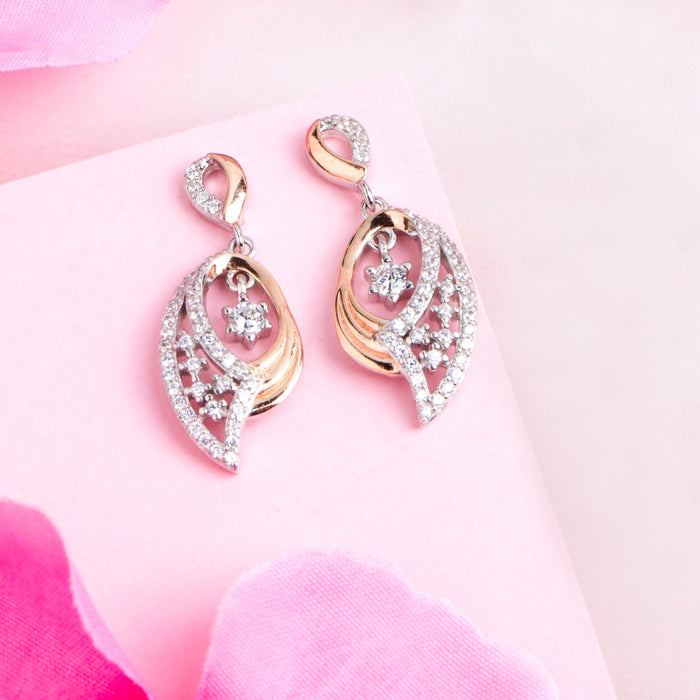 Dual Bloom Radiance Dual Plated Flower 925 Silver Drop Earrings