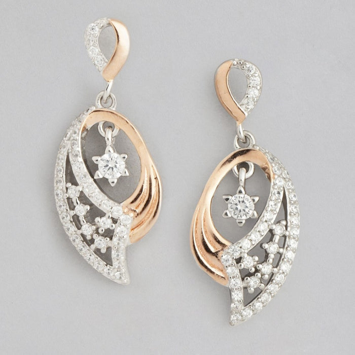 Dual Bloom Radiance Dual Plated Flower 925 Silver Drop Earrings