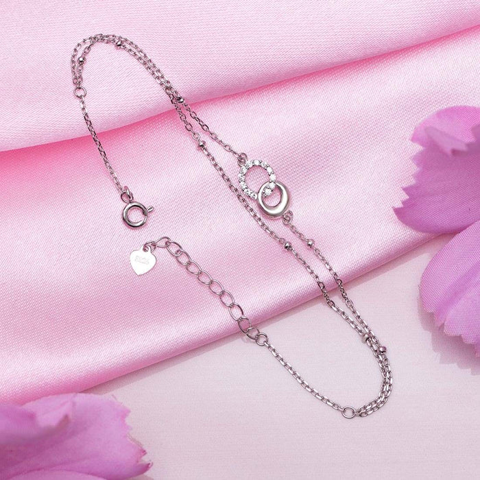 Dual Circle Radiance Rhodium Plated 925 Sterling Silver Bracelet
