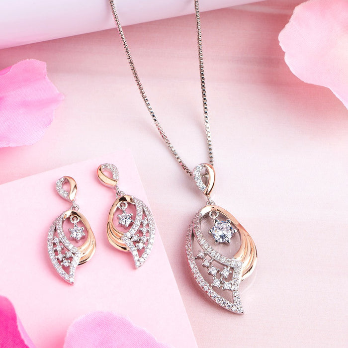 Dual Eternity CZ Radiance 925 Sterling Silver Jewelry Set