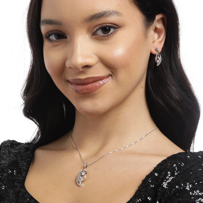 Dual Eternity CZ Radiance 925 Sterling Silver Jewelry Set