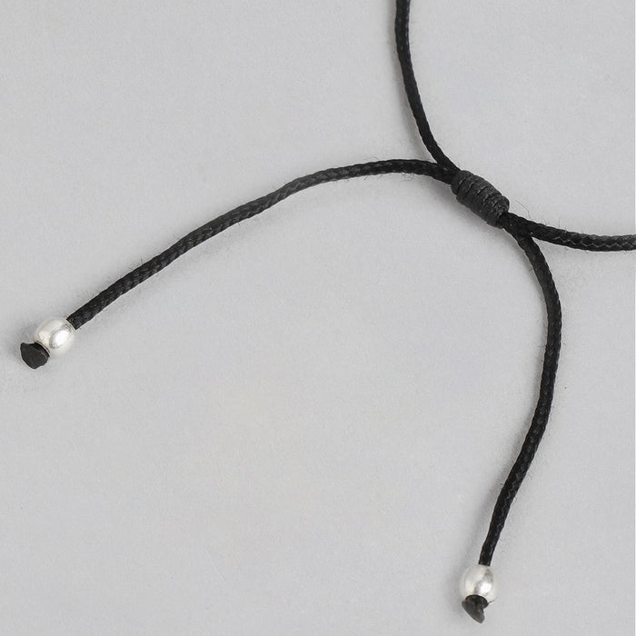 Dual Evil Eye Rhodium Plated 925 Sterling Silver Thread Anklet