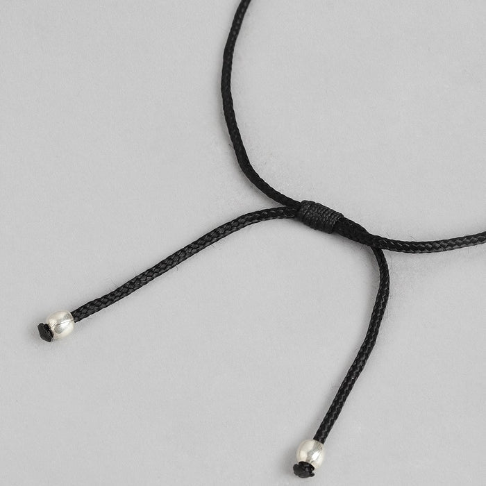 Dual Evil Eye Rhodium Plated 925 Sterling Silver Thread Anklet