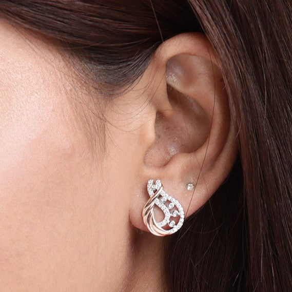 Dual Harmony CZ Brilliance Dual Tone Plated 925 Sterling Silver Earrings