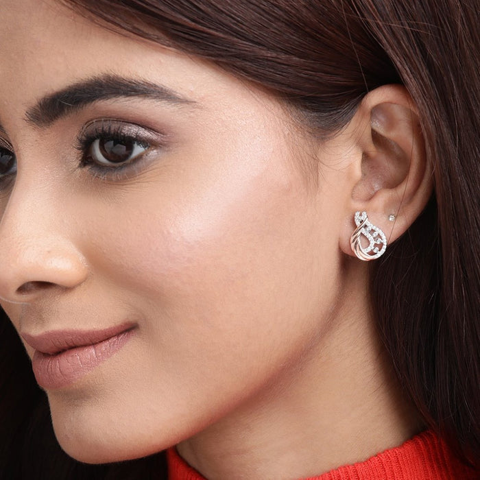 Dual Harmony CZ Brilliance Dual Tone Plated 925 Sterling Silver Earrings