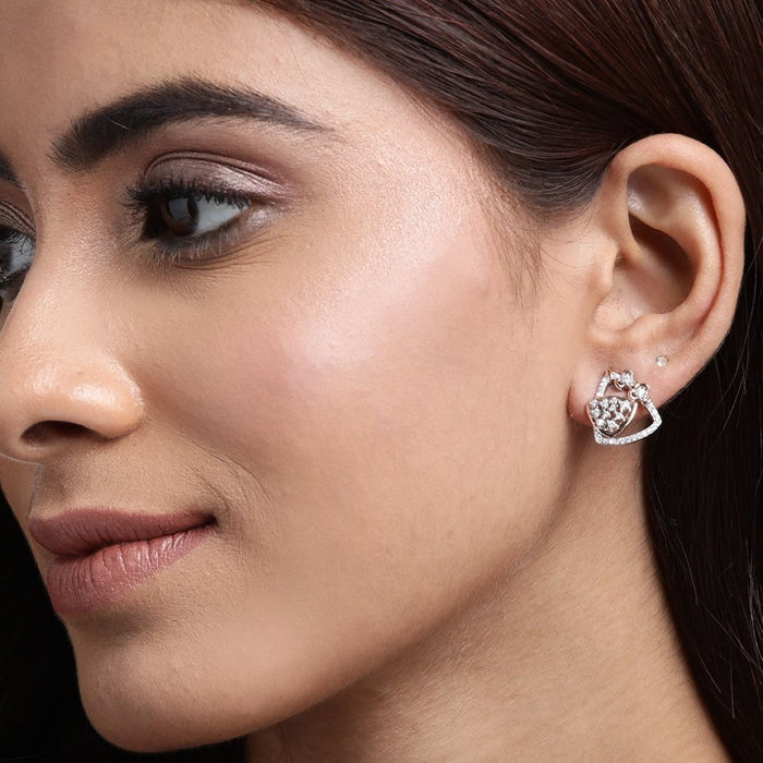 Dual Harmony CZ Sparkle Dual Tone-Plated 925 Sterling Silver Earrings