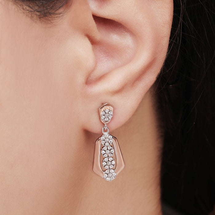 Dual Harmony Sparkle Dual Tone Plated 925 Sterling Silver Earrings