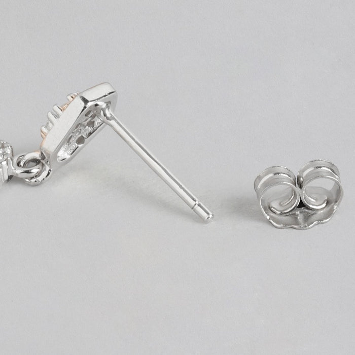 Dual Harmony Sparkle Dual Tone Plated 925 Sterling Silver Earrings