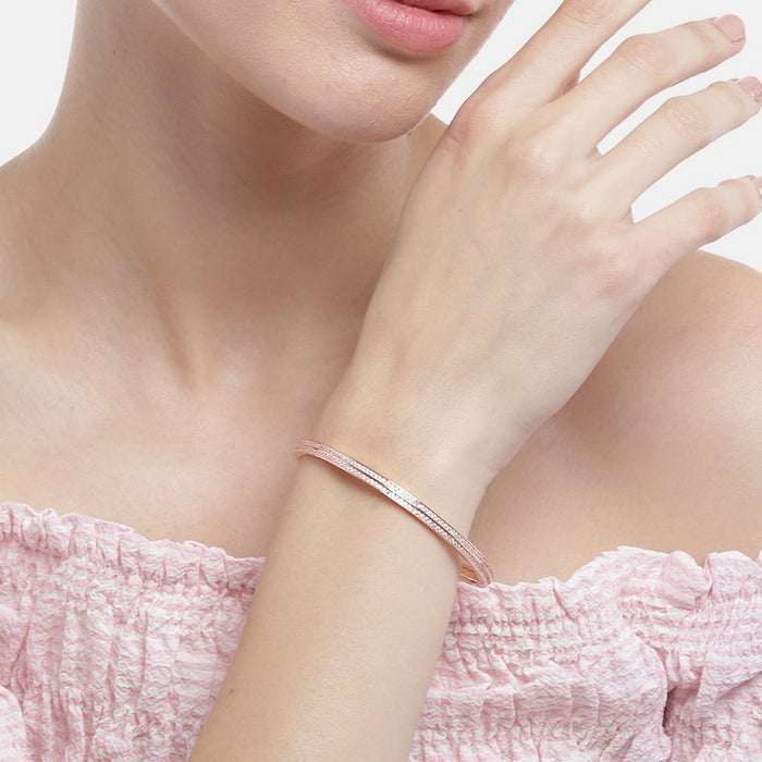 Dual Line CZ Rose Gold Plated 925 Sterling Silver Bracelet
