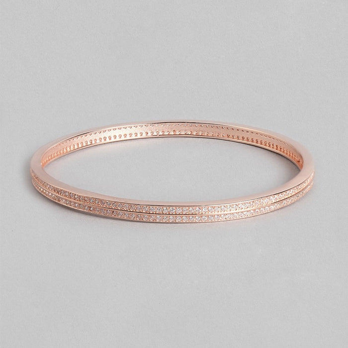 Dual Line CZ Rose Gold Plated 925 Sterling Silver Bracelet