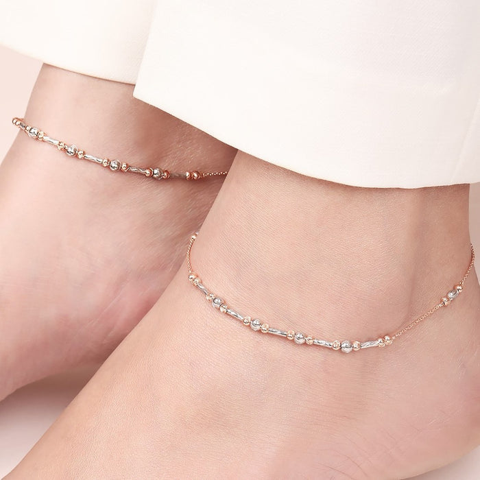 Dual Plated Embraced 925 Sterling Silver Chain Anklet