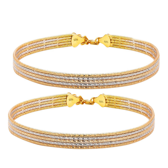 Dual Plated Layered Radiance 925 Sterling Silver Anklet