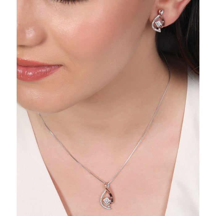 Dual Radiance Brilliance CZ Dual Tone-Plated 925 Sterling Silver Jewelry Set