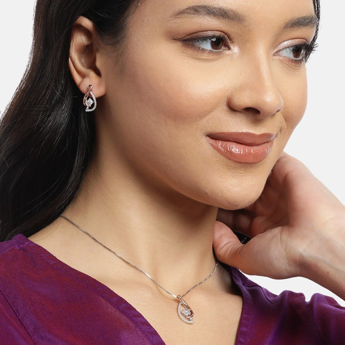 Dual Radiance Brilliance CZ Dual Tone-Plated 925 Sterling Silver Jewelry Set