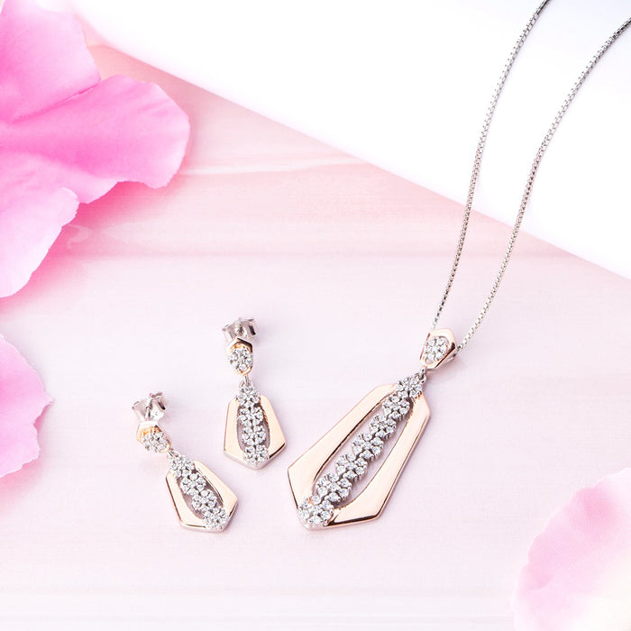 Dual Radiance Brilliance Dual Tone-Plated 925 Sterling Silver Jewelry Set
