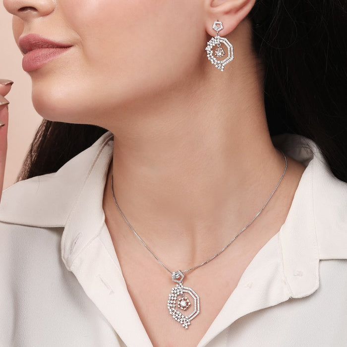 Dual Radiance Brilliance Dual Tone-Plated 925 Sterling Silver Jewelry Set