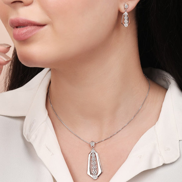 Dual Radiance Brilliance Dual Tone-Plated 925 Sterling Silver Jewelry Set