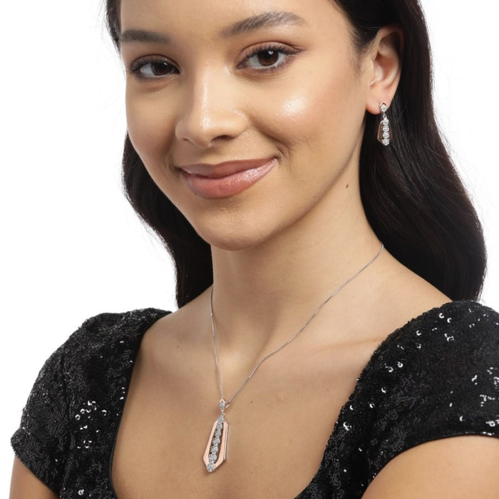Dual Radiance Brilliance Dual Tone-Plated 925 Sterling Silver Jewelry Set