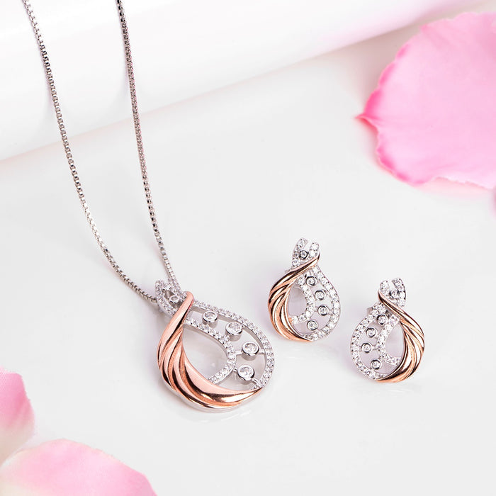 Dual Radiance Circlet Dual Tone-Plated 925 Sterling Silver Jewelry Set