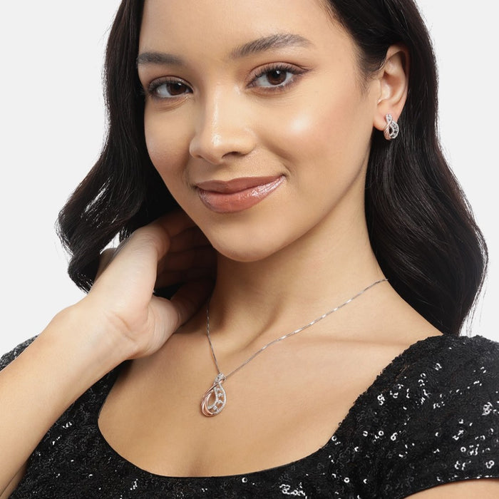 Dual Radiance Circlet Dual Tone-Plated 925 Sterling Silver Jewelry Set