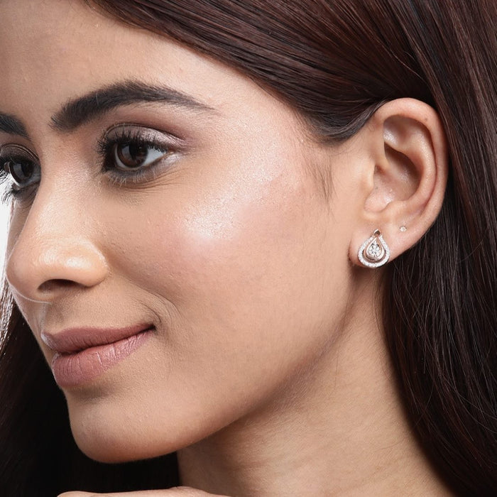Dual Radiance CZ Dual-Tone Plated 925 Sterling Silver Earrings
