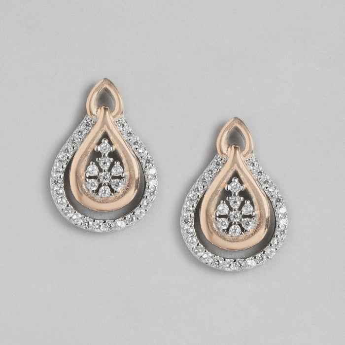Dual Radiance CZ Dual-Tone Plated 925 Sterling Silver Earrings