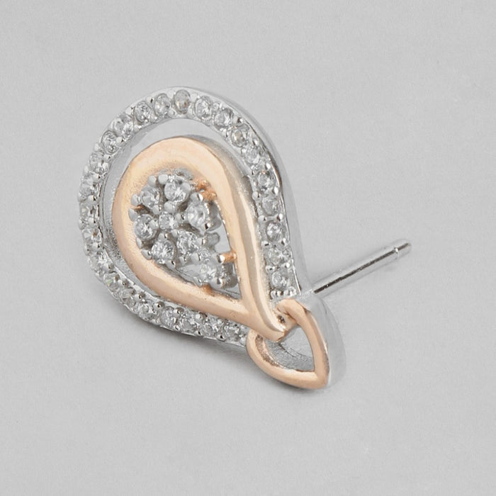 Dual Radiance CZ Dual-Tone Plated 925 Sterling Silver Earrings