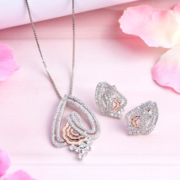 Dual Radiance CZ Dual Tone-Plated 925 Sterling Silver Jewelry Set