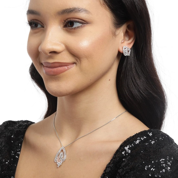 Dual Radiance CZ Dual Tone-Plated 925 Sterling Silver Jewelry Set